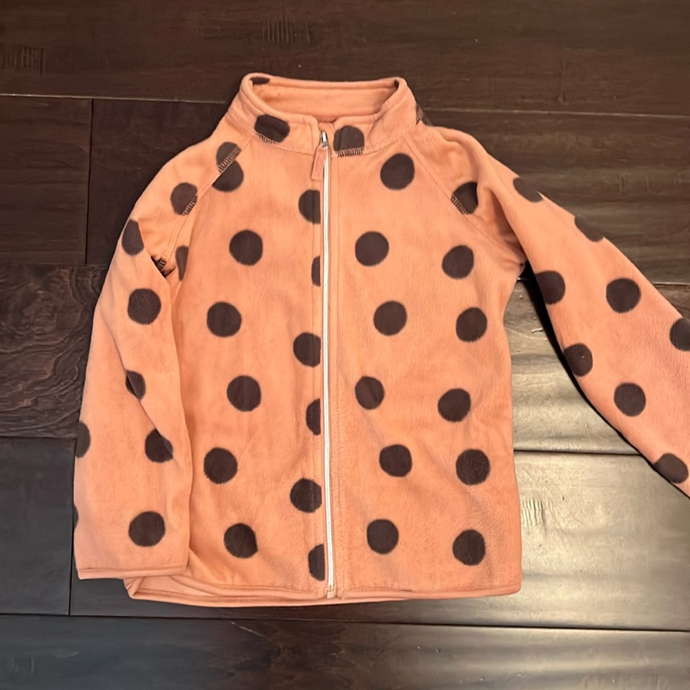 NWOT H and M Toddler Girls lightweight fleece polka dot jacket!